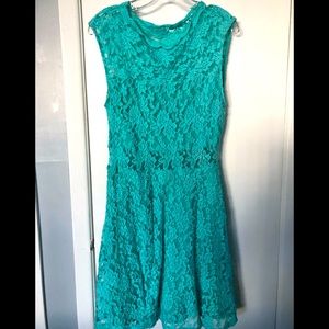 Lycra Teal stretchy dress with slip